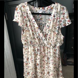 Spring print, knee length maternity dress